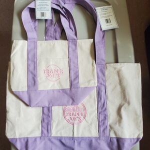 Lavender Trim Canvas Tote Bag